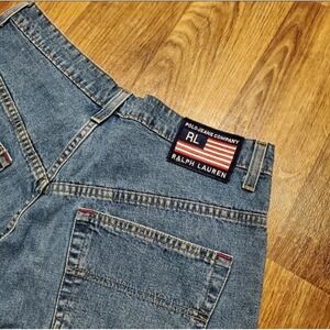Vintage 90s Tommy Hilfiger Shorts Men 30 Blue Denim Banner Short USA Baggy